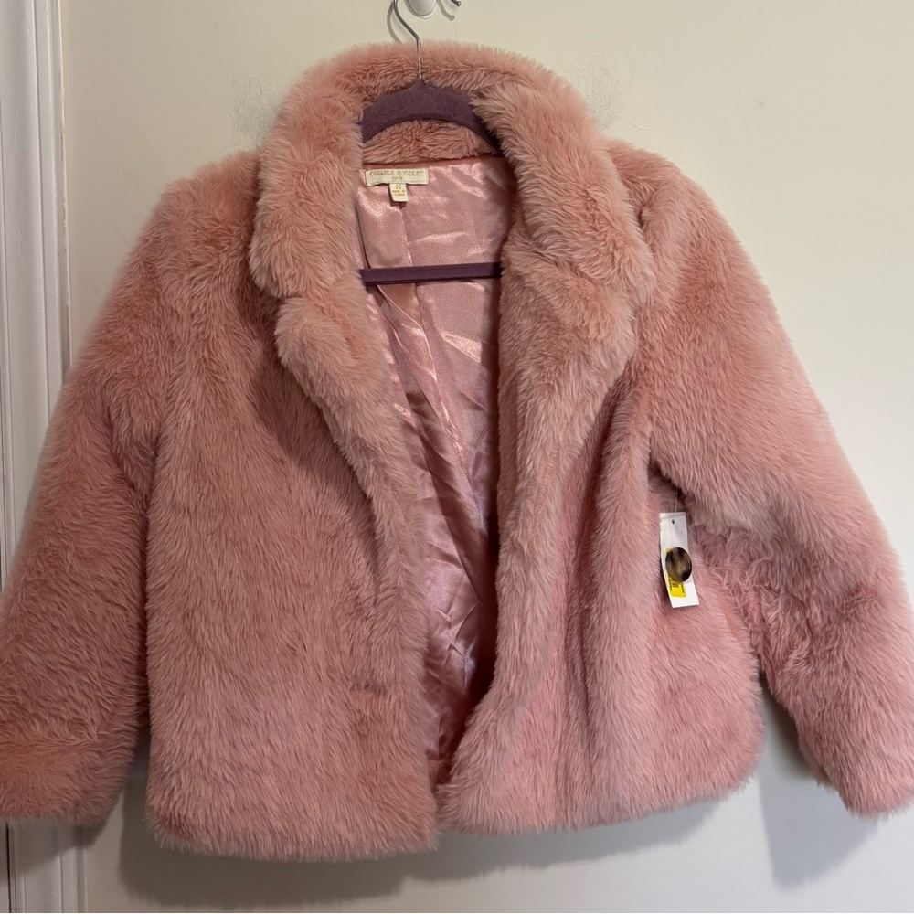 Chelsea & Violet Blush Faux Fur Kids Coat
